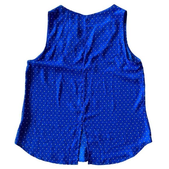 Verse Jory Blue Printed Split Neck Sleeveless Work Office Blouse NWT Size Large - Picture 2 of 5